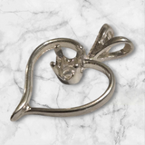 Solid Sterling Silver or 14kt Gold 4mm Round Fancy Heart Pendant Setting, New, Made in USA 161-241/141-241