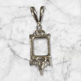 Solid Sterling Silver or 14kt White or Yellow Gold 10x8-18x13 Emerald Cut Pendant Setting with 6 Stone Accents, Made in USA 161-026/141-026