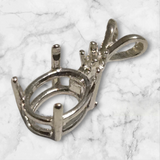 Solid Sterling Silver or 14kt White, Yellow or Rose Gold 6x4-9x7mm Oval Pendant Setting with Accent, New, Made in USA 161-051/141-051