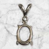 Solid Sterling Silver or 14kt White, Yellow or Rose Gold 6x4-9x7mm Oval Pendant Setting with Accent, New, Made in USA 161-051/141-051