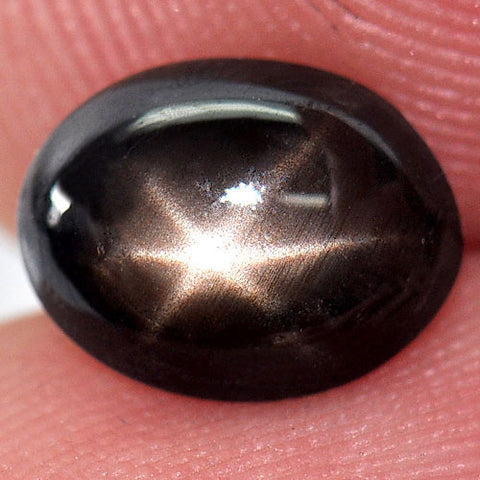 1.72ct Natural Genuine Black Star Sapphire Cab (Cabochon) 9x7 Oval, Top Quality, Vivid 6 Point Star
