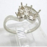 Solid Sterling Silver or 14kt Gold 3 Stone Round Triple Swirl Dinner Pre-Notched Blank Ring Size 6-8 setting 163-273/143-273