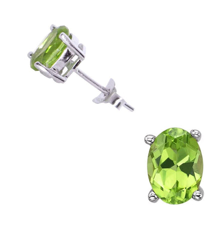 Solid Sterling Silver or Solid 14kt White or Yellow Gold 8x6-9x7 Oval Cut Natural Deep Green Peridot Earrings, VVS Eye Clean FREE SHIPPING