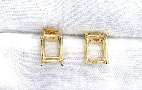 14kt Solid Gold 1 Set (2 pieces) 5x3-12X10 Emerald Earrings Setting, New, Made in USA 142-020