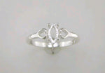 Solid Sterling Silver or 14kt Gold 6X3-10X5 Marquise Heart Pre-Notched Blank Ring Size 7 shank setting 163-509/143-509