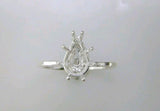Sold Sterling Silver or 14kt Gold 12x8-20x15 Deep Pear blank Ring shank setting Ring Size 8 163-880/143-880