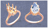 Sold Sterling Silver or 14kt Gold 12x8-20x15 Deep Pear blank Ring shank setting Ring Size 8 163-880/143-880