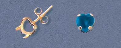 Solid Sterling Silver or 14kt Gold 1 Set (2 pieces) 6-8mm Heart Cab (Cabochon) Earrings Setting, 162-690/142-690