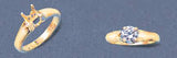 Solid Sterling Silver or 14kt Gold 3.5-9mm Round 4 Prong Tulip Pre-Notched Blank Ring Size 7 setting 163-270/143-270