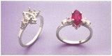 Solid Sterling Silver or 14kt White or Yellow Gold 10x5-16x8 Marquise w/ Accents blank Pre-Notched Ring setting SZ 7, 163-488/143-488