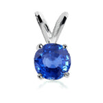 Solid 14kt White or Yellow Gold Natural Blue, Yellow, or Padparadscha Sapphire 4mm Round Dangle Pendant Solitare VS
