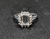 Solid Sterling Silver or 14kt Gold 6x4-14x12mm Emerald Cut Cluster Pre-Notched Blank Ring Size 7 setting 163-546/143-546