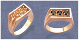 Sterling Silver or 10kt Gold Gents 3 Stone Pre-Notched Blank Nugget Mens Ring Size 9, 10, 11, setting 163-297/143-297