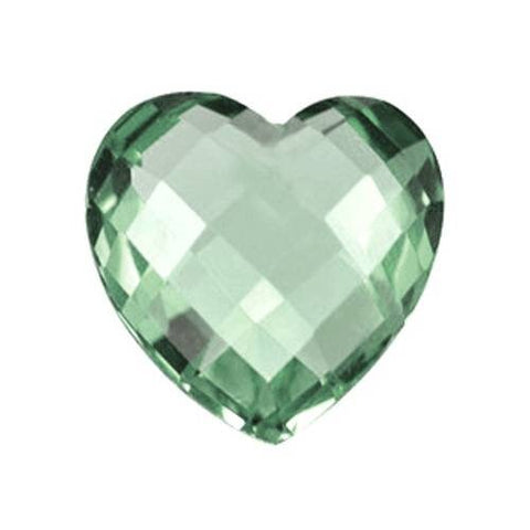 Wholesale, Natural Genuine Prasiolite (Green Amethyst), 12mm Double Heart Checkerboard Cut,  3D Heart, VVS, Loose Stone