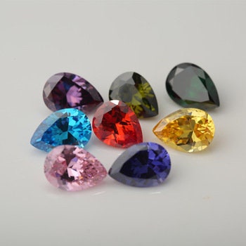 Wholesale,  Cubic Zirconia (CZ), 7x5-15x10mm Pear Cut, Pink, Yellow, Lavender, Purple, Red, Tanzanite, or Champagne Color
