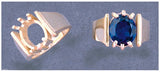 Sterling Silver or 10kt Gold 12x10 Oval Cut Pre-Notched Blank Mens Ring Size 10 shank setting 163-305/143-305