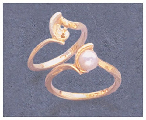 Solid Sterling Silver or 14kt Gold 4-8mm Half Drilled Pearl Blank Ring Size 5-8 shank setting 163-802/143-802