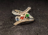 Mothers Ring Solid Sterling Silver or Solid 14kt White, Yellow or Rose Gold, 3, 4, 5, or 6 Stone, Custom Made, Engraving Size 7