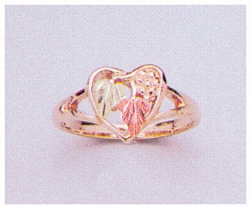 Solid 10kt Three Tone Gold Three Leaf Heart Blank Ring Size 4-8 shank setting, Prospector Gold, 643-611
