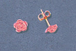Solid 10kt Three Tone, Red Rose Earrings (1 Set) Petite Earrings, Small Earrings, Children's Earrings, Tiny Earrings, 642-460