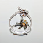 Solid Sterling Silver, Solid or Plated 14kt Gold Natural Citrine or Garnet Flower Cluster Ring with Tsavorite Garnet Accents, Custom Made