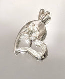 Solid Sterling Silver or Solid 14kt Gold 4mm-6mm Round Semi-Textured Heart Pendant Setting, New, Made in USA 161-135/141-135