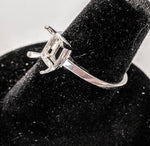 Sterling Silver 6X4, 7x5, 8X6 Emerald Cut Pre-Notched Blank Ring Size 6, 7, or 8 shank setting 163-272