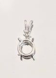 Solid Sterling Silver or 14kt White or Yellow Gold 4mm-9mm Round Wire Pendant Setting with Accent, New, Made in USA 161-011/141-011