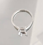 Sterling Silver 6X4, 7x5, 8X6 Emerald Cut Pre-Notched Blank Ring Size 6, 7, or 8 shank setting 163-272