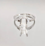 Sterling Silver 6X4, 7x5, 8X6 Emerald Cut Pre-Notched Blank Ring Size 6, 7, or 8 shank setting 163-272