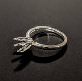 Solid Sterling Silver or 14kt Gold 4-6.5mm Round Pre-Notched 6 Prong Blank Ring Size 5-8 shank setting 163-281/143-281