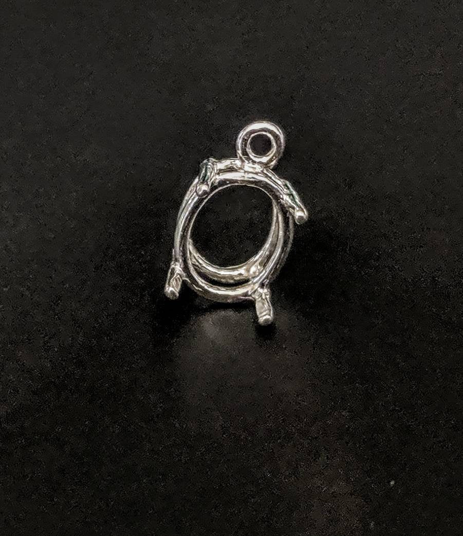 thumbnail image 2 of Sterling Silver Three Stone Pendant Setting - Pre-Notched For Easy Jewelry Making 2 of 14