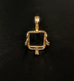 Solid Sterling Silver or 14kt Gold 10mm-14mm Square 4 Prong Pendant Setting, New, Made in USA 161-089/141-089