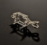 Solid Sterling Silver or 14kt White or Yellow Gold 10x8-18x13 Emerald Cut Pendant Setting with 6 Stone Accents, Made in USA 161-026/141-026