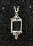 Solid Sterling Silver or 14kt White or Yellow Gold 10x8-18x13 Emerald Cut Pendant Setting with 6 Stone Accents, Made in USA 161-026/141-026