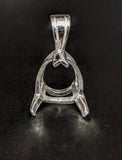 Solid Sterling Silver or 14kt Gold 12x8-18x13Pear Cut Vee Prong Pendant Setting New, Made in USA 161-068/141-068