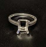 Sterling Silver 6X4, 7x5, 8X6 Emerald Cut Pre-Notched Blank Ring Size 6, 7, or 8 shank setting 163-272