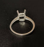 Sterling Silver 6X4, 7x5, 8X6 Emerald Cut Pre-Notched Blank Ring Size 6, 7, or 8 shank setting 163-272