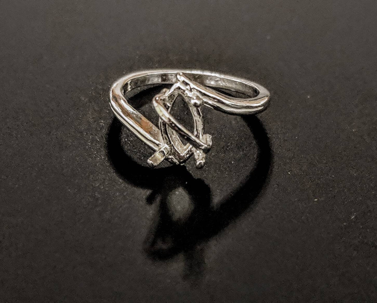 thumbnail image 2 of 12x6mm Shallow Marquise Sterling Silver Ring Setting – Pre-Notched, Size 7 2 of 5