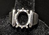 Sterling Silver or 10kt Gold 12x10 Oval Cut Pre-Notched Blank Mens Ring Size 10 shank setting 163-305/143-305