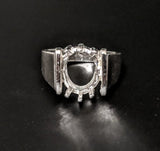 Sterling Silver or 10kt Gold 12x10 Oval Cut Pre-Notched Blank Mens Ring Size 10 shank setting 163-305/143-305