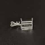 Solid Sterling Silver or 14kt White or Yellow Gold 6x4-22x16 Emerald Cut Pendant Setting with Accents, New, Made in USA 161-021/141-021