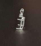 Solid Sterling Silver or 14kt White or Yellow Gold 6x4-22x16 Emerald Cut Pendant Setting with Accents, New, Made in USA 161-021/141-021