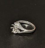 Solid Sterling Silver or 14kt Gold 4-6mm Round Textured Semi-Swirl Pre-Notched Blank Ring Size 6-8 setting 163-260/143-260