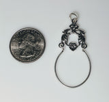 Solid Sterling Silver Flower Charm Holder, Charms, Dangle, Pendant, 265-807