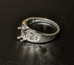 Solid Sterling Silver or 14kt Gold 6X3-10X6 Marquise Filigree Pre-Notched Blank Ring Size 7 shank setting 163-434/143-434