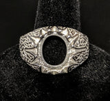 Solid Sterling Silver or 14kt Gold 10x8-18x13 Oval blank Cab (Cabochon) Men's Ring shank setting Size 9-11, 163-034/143-034