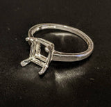 Sterling Silver 6X4, 7x5, 8X6 Emerald Cut Pre-Notched Blank Ring Size 6, 7, or 8 shank setting 163-272