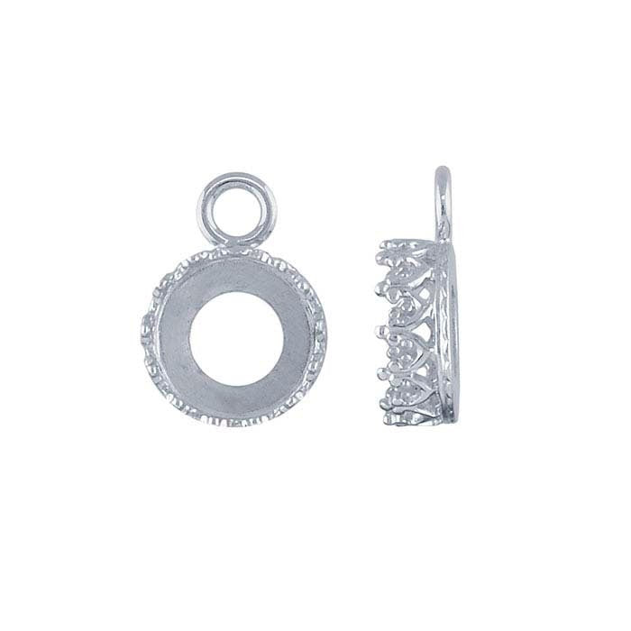 Sterling Silver 8-20mm Round Gallery Wire Cabochon Link Dangle