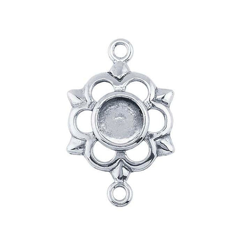 Sterling Silver 6mm Round Daisy Link Cabochon Dangle Mounting, Cab (Cabochon), Earrings, Pendant, Custom, Closed Ring